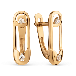 Серьги из красного золота с фианитами