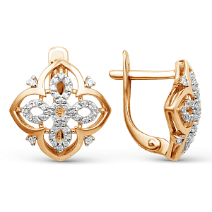 Серьги из красного золота с фианитами