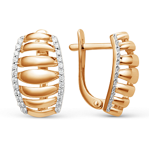 Серьги из красного золота с фианитами