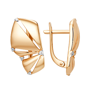 Серьги из красного золота с фианитами