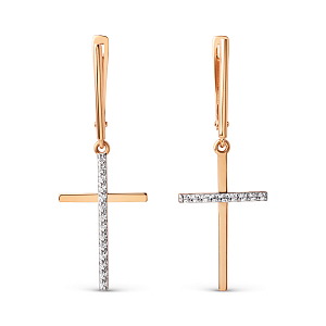 Серьги из красного золота с фианитами