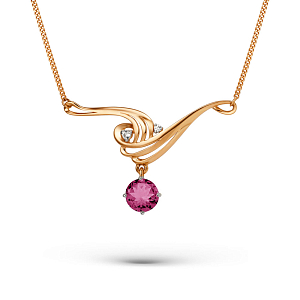 Колье из красного золота с корундом