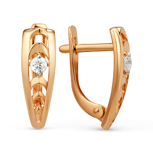 Серьги из красного золота с фианитами