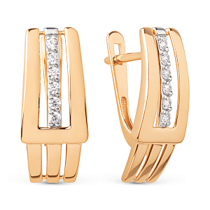 Серьги из красного золота с фианитами