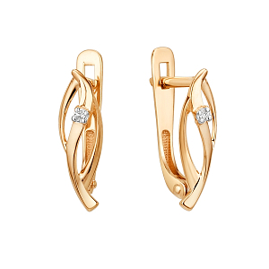 Серьги из красного золота с фианитами