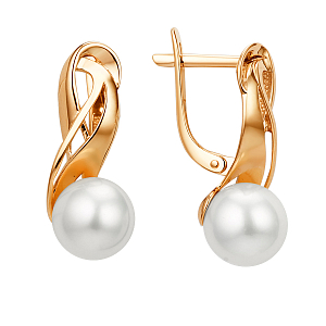 Серьги из красного золота с жемчугом