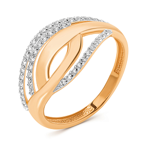 Кольцо из красного золота с фианитами