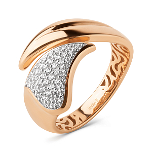 Кольцо из красного золота с фианитами