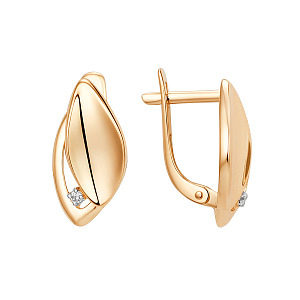 Серьги из красного золота с фианитами