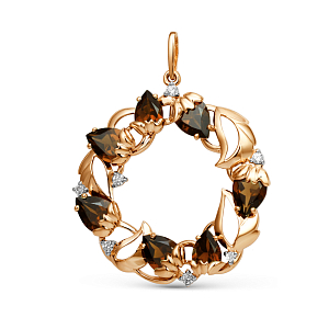 Подвеска из красного золота с раухтопазами