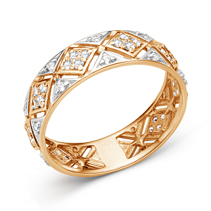 Кольцо из красного золота с фианитами