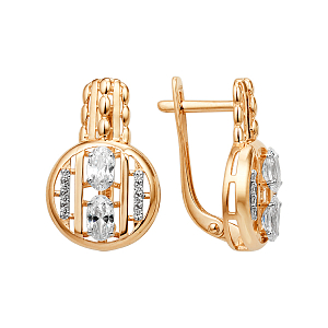 Серьги из красного золота с фианитами