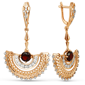 Серьги из красного золота с гранатами