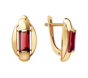 Серьги из красного золота с гранатами