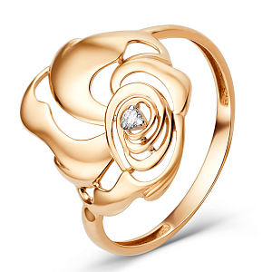 Кольцо из красного золота с фианитом