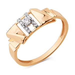 Кольцо из красного золота с фианитами