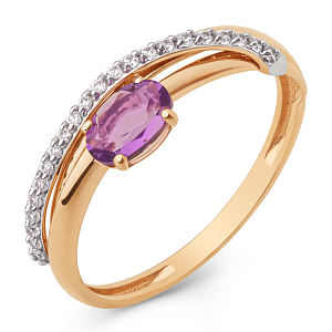 Кольцо из красного золота с аметистом