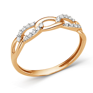 Кольцо из красного золота с фианитами