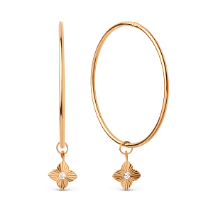 Серьги конго из красного золота с фианитами