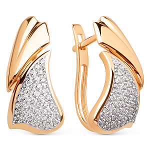 Серьги из красного золота с фианитами