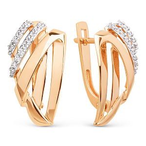 Серьги из красного золота с фианитами