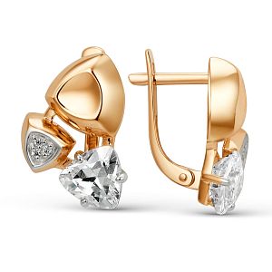 Серьги из красного золота с фианитами