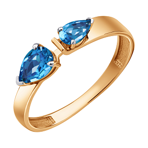 Кольцо из красного золота с swiss топазами