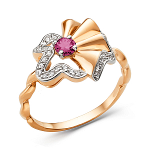 Кольцо из красного золота с корундом