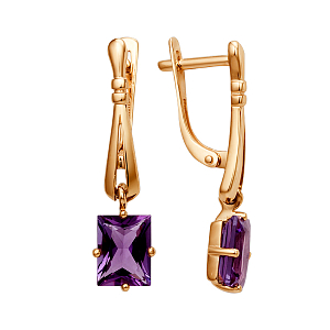 Серьги из красного золота с аметистами