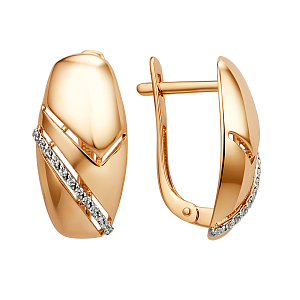 Серьги из красного золота с фианитами