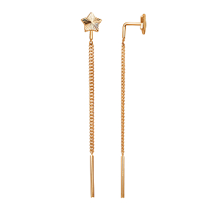 Серьги продевки из красного золота