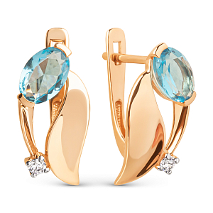 Серьги из красного золота с swiss топазами