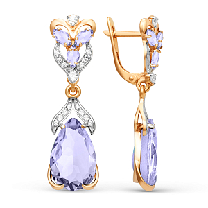 Серьги из красного золота с аметистами