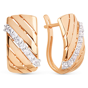 Серьги из красного золота с фианитами