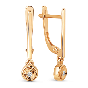 Серьги из красного золота с фианитами