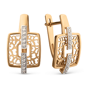 Серьги из красного золота с фианитами