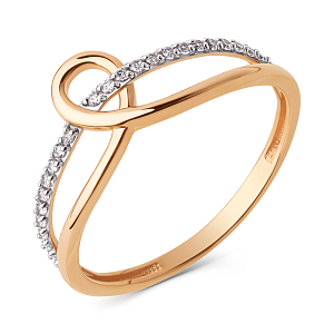 Кольцо из красного золота с фианитами