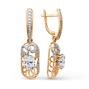 Серьги из красного золота с фианитами