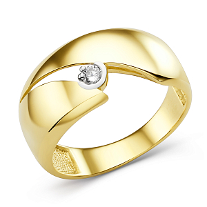 Кольцо из желтого золота с фианитом