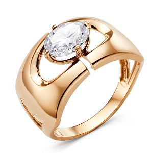 Кольцо из красного золота с фианитом