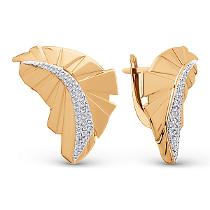 Серьги из красного золота с фианитами