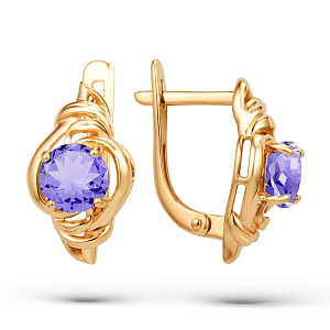 Серьги из красного золота с аметистами
