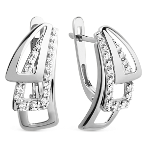 Серьги из белого золота с фианитами