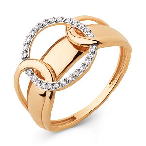 Кольцо из красного золота с фианитами