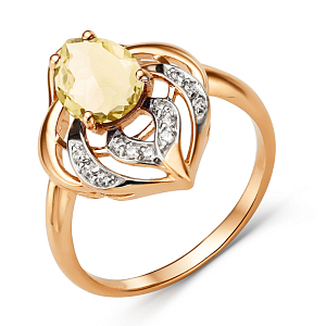 Кольцо из красного золота с цитрином