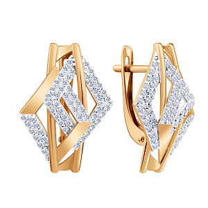 Серьги из красного золота с фианитами