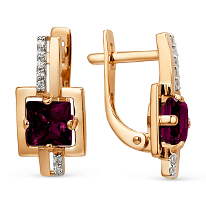 Серьги из красного золота с гранатами