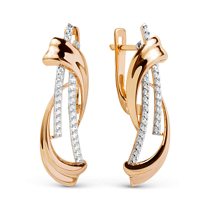 Серьги из красного золота с фианитами