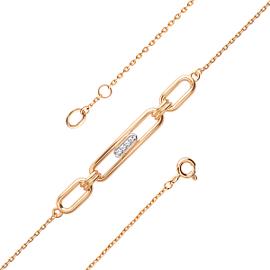 Браслет из красного золота с фианитами