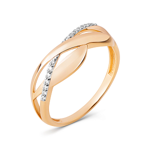 Кольцо из красного золота с фианитами